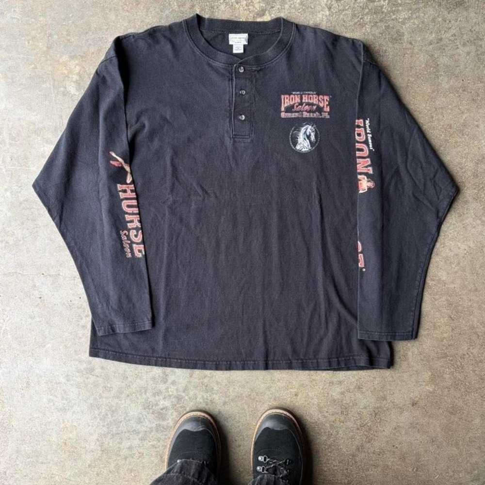 90s iron‎ horse saloon henley long sleeve
